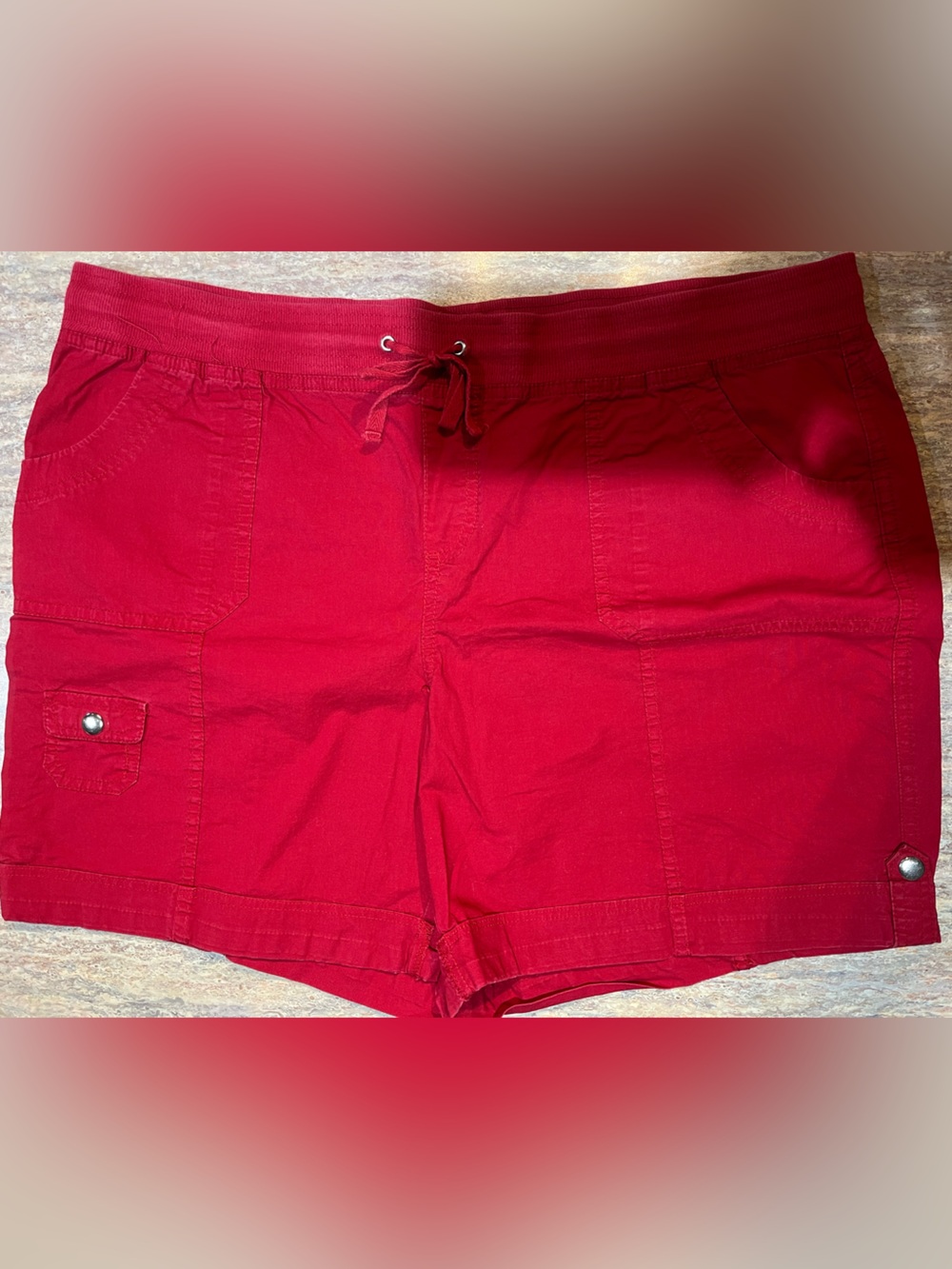 Style & Co. 18 Red Cargo Drawstring Elastic Waist Shorts